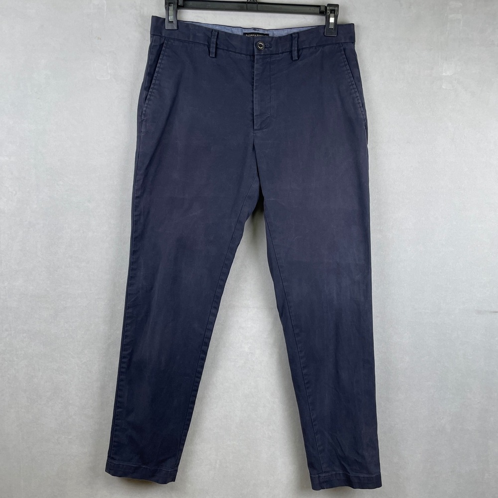 Banana Republic Men Mason Chino Pants True Navy Blue Stretch 32x32 Office Casual